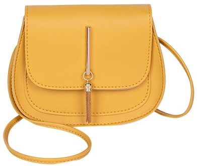 Mode Eenvoudige Stijl Effen Kleur Kwastje Lederen Schoudertas Messenger Bag Perfect In Vakmanschap Solide Duurzaam En Mooie A50 geel