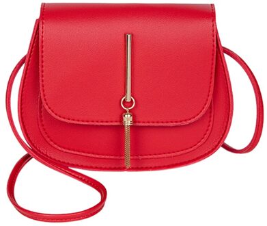Mode Eenvoudige Stijl Effen Kleur Kwastje Lederen Schoudertas Messenger Bag Perfect In Vakmanschap Solide Duurzaam En Mooie A50 Rood