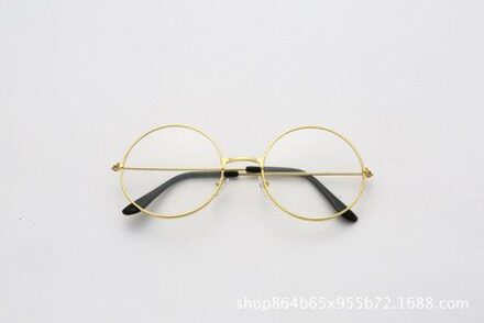 Mode Eenvoudige Unisex Metalen Vintage Retro Ronde Bril Frame Oogglasbril Vision Care Brillen goud