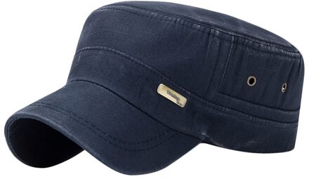 Mode Effen Kleur Cowboyhoed Platte Top Retro Sport En Vrije Tijd Baseball Cap Outdoor Zonnescherm Reizen Wandelen Hoed # P30 Marineblauw