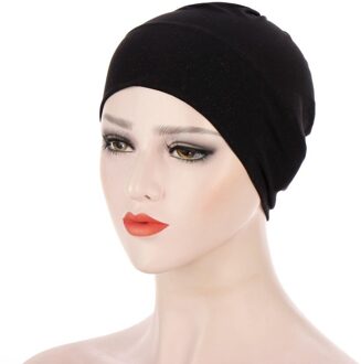 Mode Effen Kleur Voorhoofd Cross Caps Voor Vrouwen India Wrap Hoofd Sjaal Tulband Motorkap Stretch Moslim Hijaabs Bodem Hoed 3