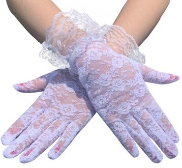 Mode Elegante Stijl Lace Hollow-Out Handschoenen Bruiloft Handschoenen Voor Bruid Witte Handschoenen Delicate Jacquard Patroon Kanten Handschoenen