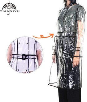 Mode Eva Transparante Zwarte Rand Regenjas Met Riem Lange Regenjas Voor Vrouwen Waterdichte Jas Windjack Regen Poncho Buiten