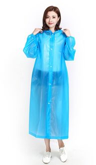 Mode Eva Vrouwen Man Regenjas Verdikte Waterdichte Poncho Jas Volwassen Duidelijke Transparante Camping Capuchon Regenkleding Pak Blauw
