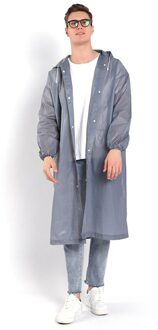 Mode Eva Vrouwen Man Regenjas Verdikte Waterdichte Poncho Jas Volwassen Duidelijke Transparante Camping Capuchon Regenkleding Pak licht grijs
