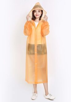 Mode Eva Vrouwen Man Regenjas Verdikte Waterdichte Poncho Jas Volwassen Duidelijke Transparante Camping Capuchon Regenkleding Pak Oranje