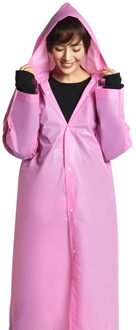 Mode Eva Vrouwen Man Regenjas Verdikte Waterdichte Poncho Jas Volwassen Duidelijke Transparante Camping Capuchon Regenkleding Pak Roze