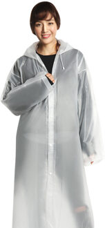 Mode Eva Vrouwen Man Regenjas Verdikte Waterdichte Poncho Jas Volwassen Duidelijke Transparante Camping Capuchon Regenkleding Pak wit