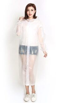 Mode Eva Vrouwen Man Regenjas Verdikte Waterdichte Poncho Jas Volwassen Duidelijke Transparante Camping Capuchon Regenkleding Pak wit