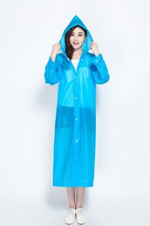 Mode Eva Vrouwen Regenjas Verdikte Waterdichte Regenjas Vrouwen Helder Transparant Camping Waterdichte Regenkleding Pak lucht blauw