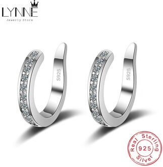 Mode Fijne Zirkoon 925 Sterling Zilver C Soort Clip Oorbellen Punk Rock Unisexual Strass Geen Gat Oor Clip Oorbel sieraden