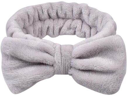 Mode Fluwelen Haarband Effen Boog Knoop Vrouwen Haar Ring Hoofd Hoepel Meisjes Hoofdband Zachte Pluche Fluwelen Bad Wassen Gezicht Elastische handdoek grijs