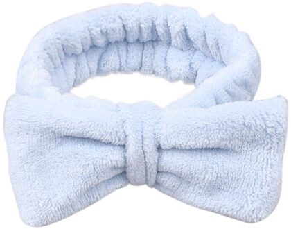 Mode Fluwelen Haarband Effen Boog Knoop Vrouwen Haar Ring Hoofd Hoepel Meisjes Hoofdband Zachte Pluche Fluwelen Bad Wassen Gezicht Elastische handdoek lucht blauw