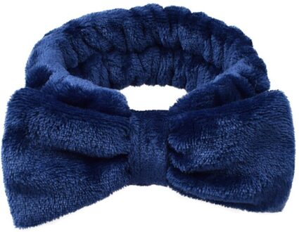 Mode Fluwelen Haarband Effen Boog Knoop Vrouwen Haar Ring Hoofd Hoepel Meisjes Hoofdband Zachte Pluche Fluwelen Bad Wassen Gezicht Elastische handdoek marine