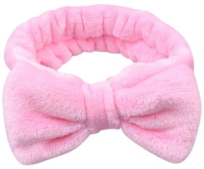 Mode Fluwelen Haarband Effen Boog Knoop Vrouwen Haar Ring Hoofd Hoepel Meisjes Hoofdband Zachte Pluche Fluwelen Bad Wassen Gezicht Elastische handdoek roze