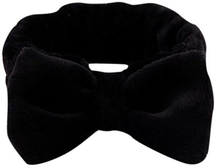 Mode Fluwelen Haarband Effen Boog Knoop Vrouwen Haar Ring Hoofd Hoepel Meisjes Hoofdband Zachte Pluche Fluwelen Bad Wassen Gezicht Elastische handdoek zwart