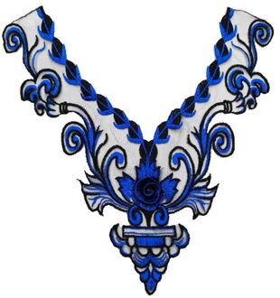 Mode Geborduurde Mode Multicolor Kant Mesh Kraag Bloem Doek Patch Boutonniere Vrouwen Kleding Accessoires Blauw