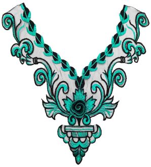 Mode Geborduurde Mode Multicolor Kant Mesh Kraag Bloem Doek Patch Boutonniere Vrouwen Kleding Accessoires Groen