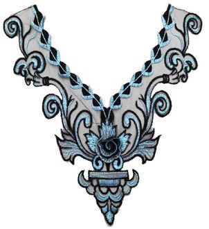 Mode Geborduurde Mode Multicolor Kant Mesh Kraag Bloem Doek Patch Boutonniere Vrouwen Kleding Accessoires licht blauw