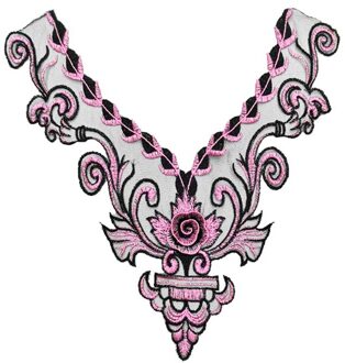 Mode Geborduurde Mode Multicolor Kant Mesh Kraag Bloem Doek Patch Boutonniere Vrouwen Kleding Accessoires roze