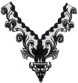 Mode Geborduurde Mode Multicolor Kant Mesh Kraag Bloem Doek Patch Boutonniere Vrouwen Kleding Accessoires zwart