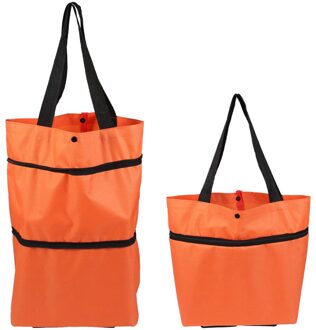 Mode Gevouwen Winkelwagen Draagbare Bagage Wagen Gevouwen Sleepboot Zak Inklapbare Winkelwagentje Groenten Organizer Trolley Auto oranje
