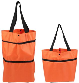 Mode Gevouwen Winkelwagen Draagbare Bagage Wagen Gevouwen Sleepboot Zak Inklapbare Winkelwagentje Groenten Organizer Trolley Auto oranje