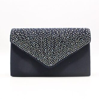 Mode Glanzende Vrouwen Clutch Bag Partij Bruiloft Envelop Handtas Draagbare Portemonnee diep blauw