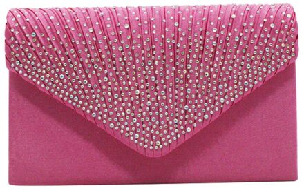 Mode Glanzende Vrouwen Clutch Bag Partij Bruiloft Envelop Handtas Draagbare Portemonnee heet roze