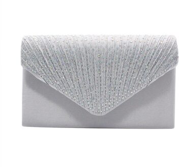 Mode Glanzende Vrouwen Clutch Bag Partij Bruiloft Envelop Handtas Draagbare Portemonnee Zilver