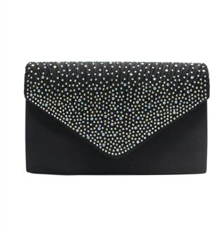 Mode Glanzende Vrouwen Clutch Bag Partij Bruiloft Envelop Handtas Draagbare Portemonnee zwart