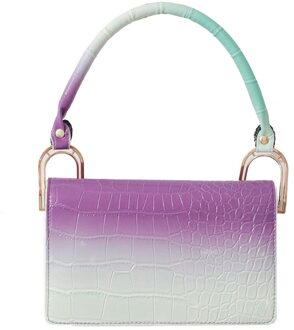 Mode Gradiënt Kleur Alligator Patroon Schoudertas Vrouwen Pu Lederen Onderarm Casual Dames Flap Portemonnee Top-Handvat Handtas groen