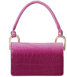 Mode Gradiënt Kleur Alligator Patroon Schoudertas Vrouwen Pu Lederen Onderarm Casual Dames Flap Portemonnee Top-Handvat Handtas Paars