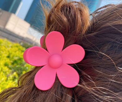 Mode Grote Blauwe Bloem Plastic Haar Klauwen Roze Acryl Haar Clip Claw Kappers Gereedschap Haar Accessoires Voor Vrouwen Party 5