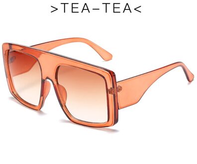 Mode Grote Frame Grote Lens Oversized Vierkante Gradiënt Zonnebril Vintage Retro Bril Vrouwelijke Unisex Oculos Feminino UV400 C8