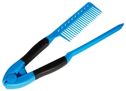 Mode Haar Kammen Borstel Stijltang Kam Diy Salon Haircut Hairdressing Styling Tool Anti-Statische Kammen Borstel V Type Blauw