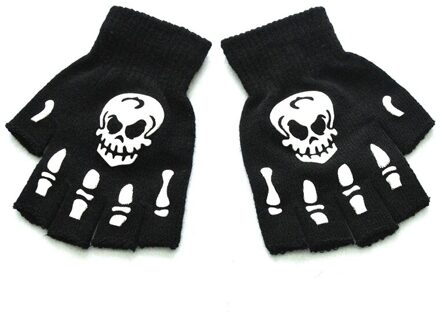 Mode Halloween Stijl Handschoenen Horror Skull Bone Skeleton Half Handschoenen Novelty Unisex Wanten Winter Warmer Handschoenen groot schedel