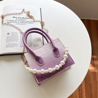 Mode Handtassen Voor Vrouwen Zachte Lederen Schoudertas Eenvoudige Stijl Vrouwelijke Crossbody Tassen Kleine Vierkante Tas paars