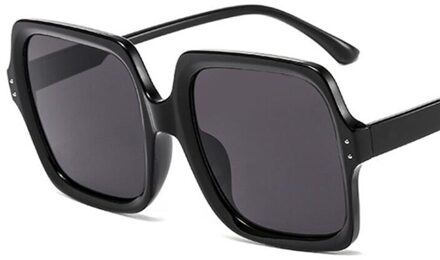 Mode Hars Vrouwen Oversized Zonnebril Vintage Retro Spiegel Zonnebril Voor Grote Frame Zonnebril Gradiënt zwart
