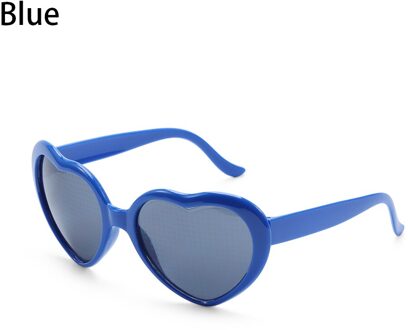 Mode Hartvormige Liefde Effecten Bril Horloge De Lichten Veranderen Hart Diffractie Brillen Vissen Eyewear Accessoires blauw