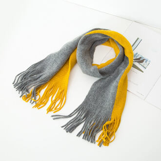 Mode Herfst en Winter sjaals voor Kinderen Wol Baby Kids Patchwork Warme Sjaal 140*20 cm Lange Sjaals geel grijs