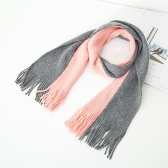 Mode Herfst en Winter sjaals voor Kinderen Wol Baby Kids Patchwork Warme Sjaal 140*20 cm Lange Sjaals roze grijs