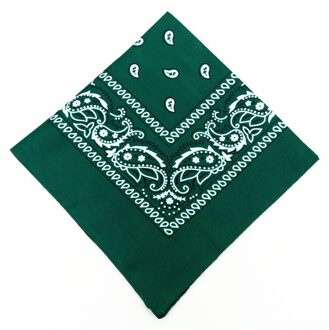 Mode Hip Hop 100% Katoen Bandana Vierkante Sjaal 54Cm * 54Cm Zwart Rood Paisley Hoofdband Gedrukt Voor vrouwen/Mannen/Jongens/Meisjes donker groen