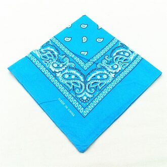 Mode Hip Hop 100% Katoen Bandana Vierkante Sjaal 54Cm * 54Cm Zwart Rood Paisley Hoofdband Gedrukt Voor vrouwen/Mannen/Jongens/Meisjes licht blauw