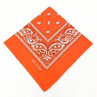 Mode Hip Hop 100% Katoen Bandana Vierkante Sjaal 54Cm * 54Cm Zwart Rood Paisley Hoofdband Gedrukt Voor vrouwen/Mannen/Jongens/Meisjes oranje