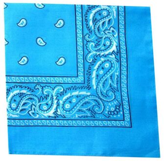 Mode Hip Hop Mannen Vrouwen Bandana Sport Hoofddeksels Paisley Bandana Pols Hairwrap Dubbelzijdige Hoofd Wrap Sjaal Hoofddeksels licht blauw