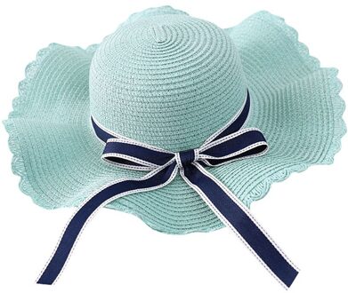 Mode Hoeden Voor Vrouwen Zomer Grote Strooien Hoed Zon Floppy Brede Hoeden Strik Vouwen Strand Cap Шляпа Женская летняя groen