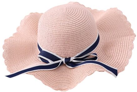 Mode Hoeden Voor Vrouwen Zomer Grote Strooien Hoed Zon Floppy Brede Hoeden Strik Vouwen Strand Cap Шляпа Женская летняя roze