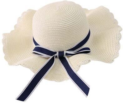 Mode Hoeden Voor Vrouwen Zomer Grote Strooien Hoed Zon Floppy Brede Hoeden Strik Vouwen Strand Cap Шляпа Женская летняя wit