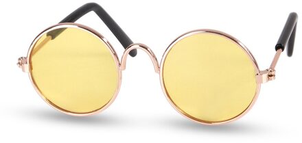 Mode Hond Kat Zonnebril Kleine Hond Bril Huisdier Producten Voor Kat Glazen Hond Eye-Wear Foto 'S Huisdier Accessoires ronde Bril geel